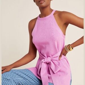 Anthropologie Annette Lilac Tie-Front Knit Tunic Top